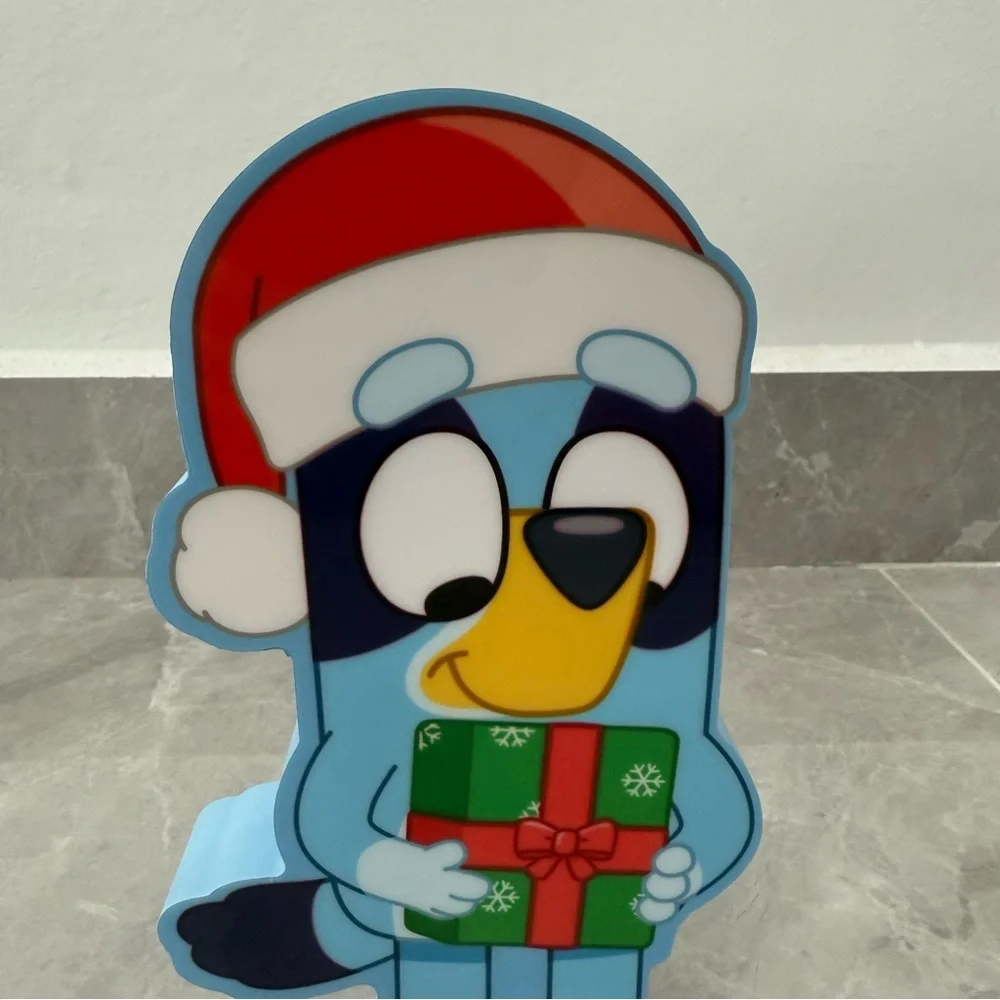 Bluey Dog Christmas Present Wooden Lacquer Figure Wall Hanging Table Home Decor